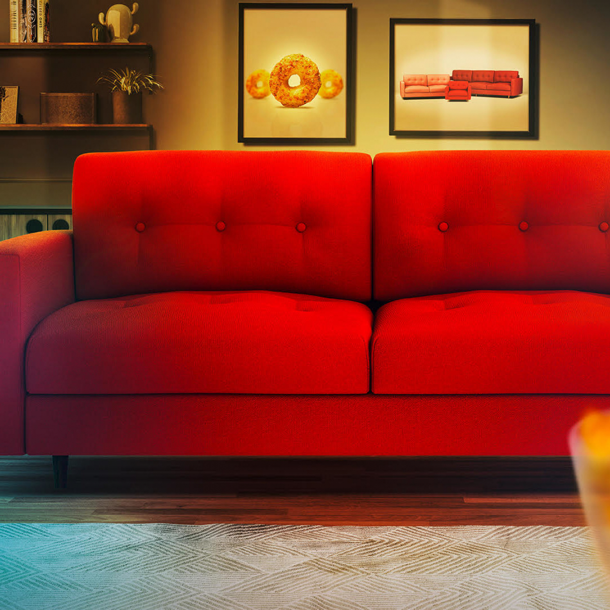 Rote ErdnußLocken Couch