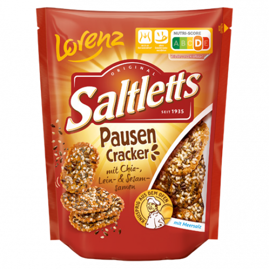 Saltletts PausenCracker mit Chia-, Lein- und Sesam-Samen für die kleine Genussauszeit