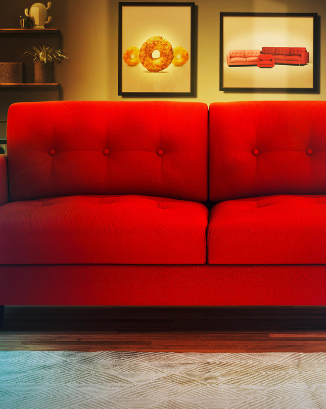 Rote ErdnußLocken Couch